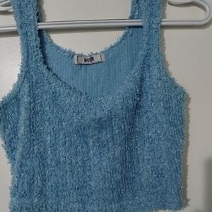 Obe' Sky Blue Textured Crop Top